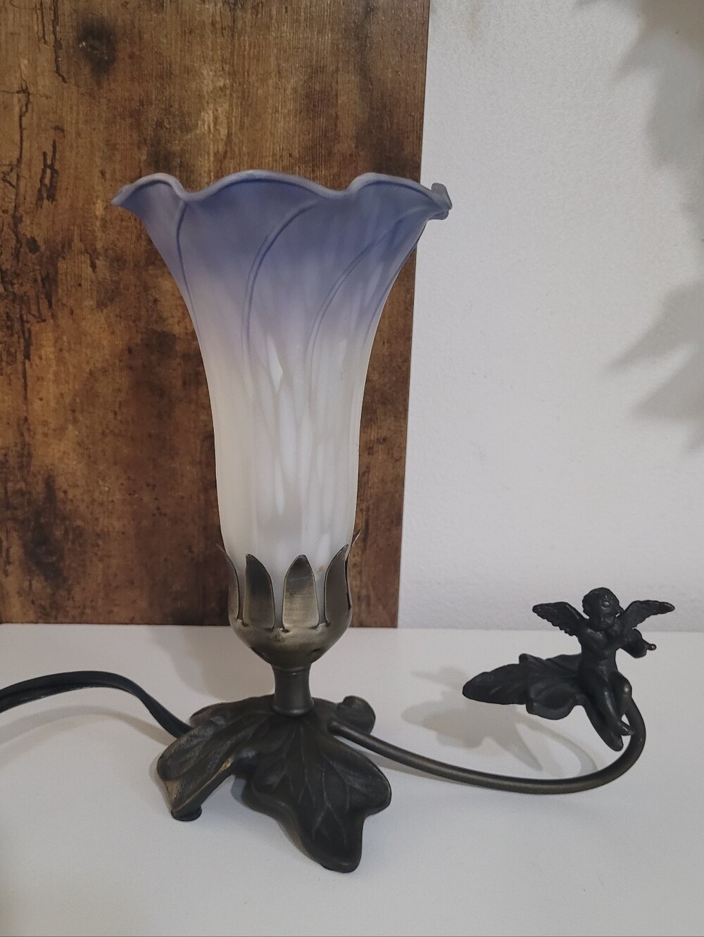 Art Nouveau Style Glass Tulip Lily Table Lamp